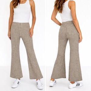 Miou Muse Plaid Flared Pants Size Large